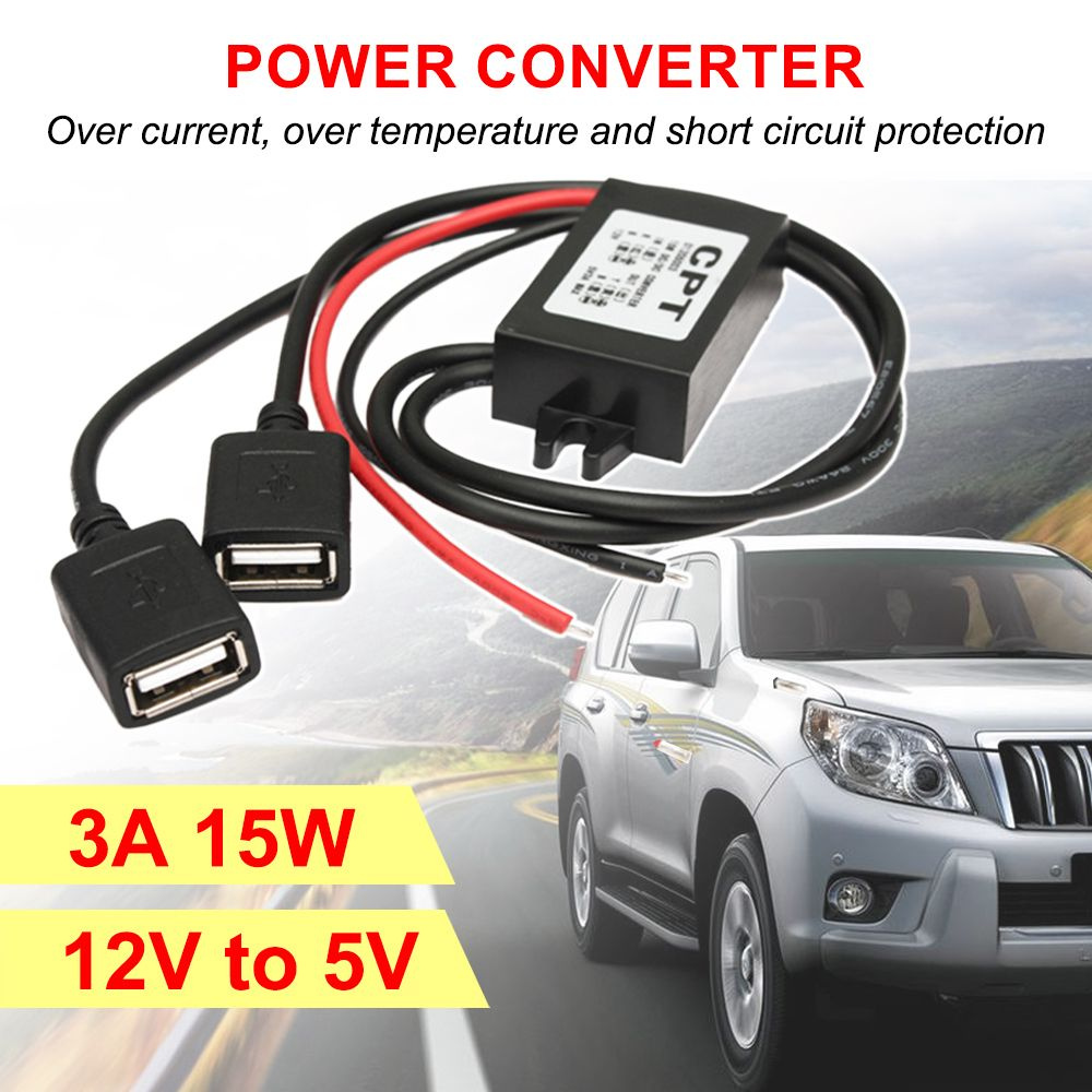 12V на 5V Автомобильный преобразователь напряжения/ Мини - USB адаптер ...