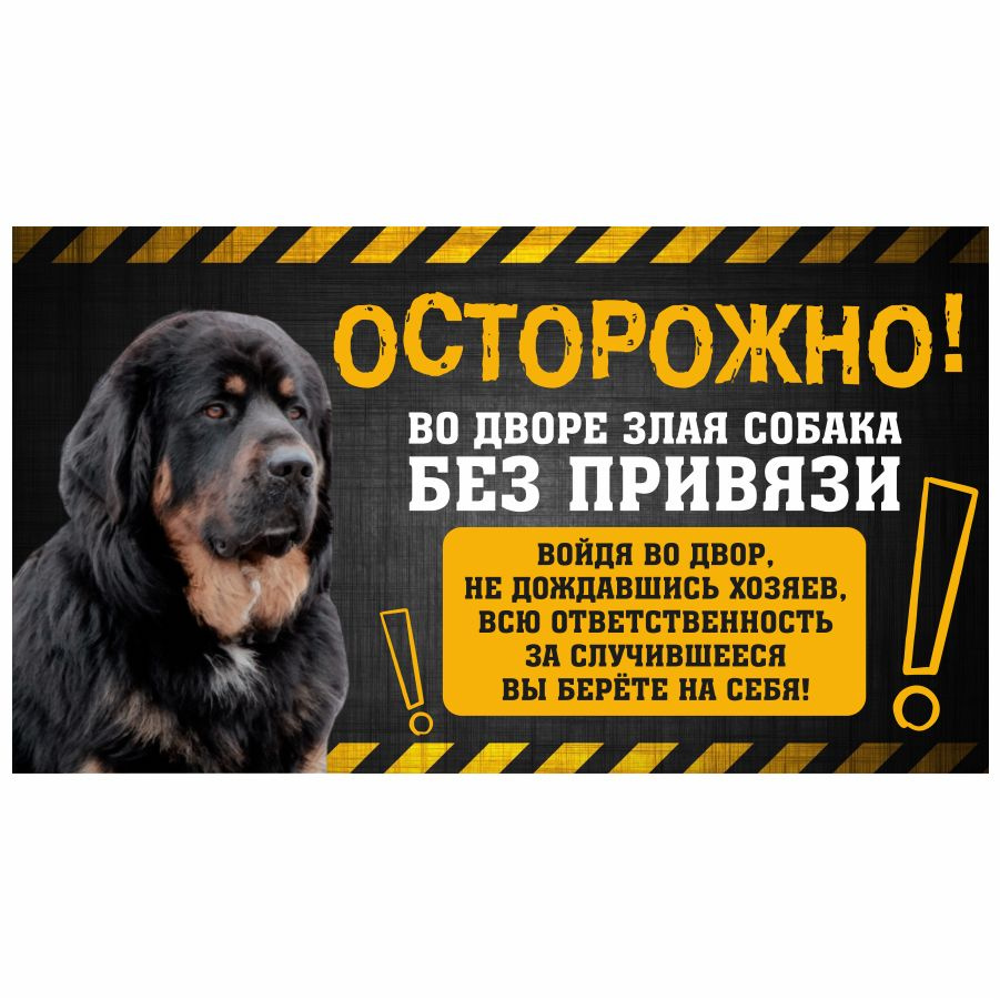 Табличка, с юмором, DANGER DOG, Осторожно! Во дворе собака без привязи,  Банхар, 25x14 см, 25 см, 14 см - купить в интернет-магазине OZON по  выгодной цене (1303368379)