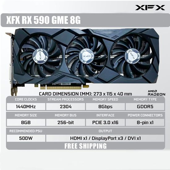 Видеокарта XFX Radeon RX 590, 8 ГБ DDR5, DDR5 - купить по низким ценам ...