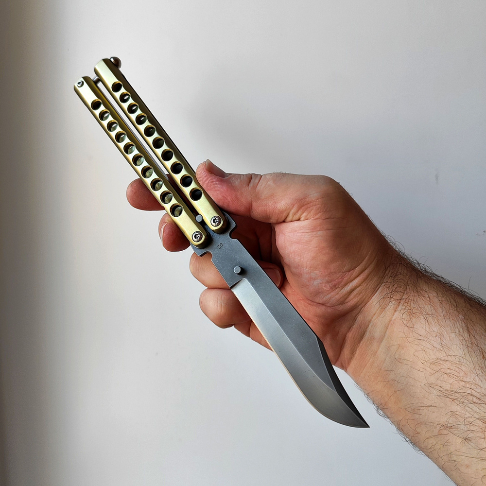 Нож бабочка, балисонг Atroposknife "Kratos" RE золотой. Нож складной ...
