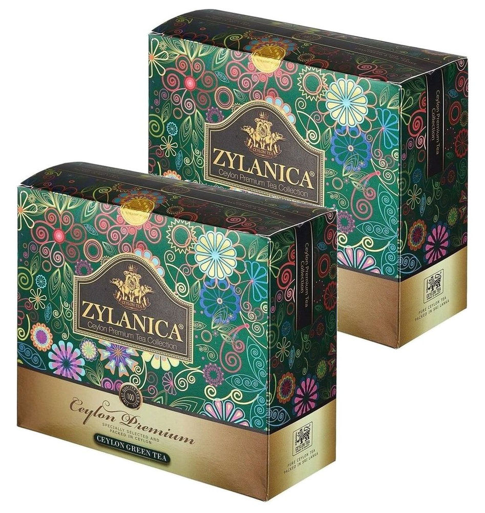 Чай зеленый ZYLANICA, 2шт по 100 пакетиков. Зиланика Сeylon Premium Green Tea  #1