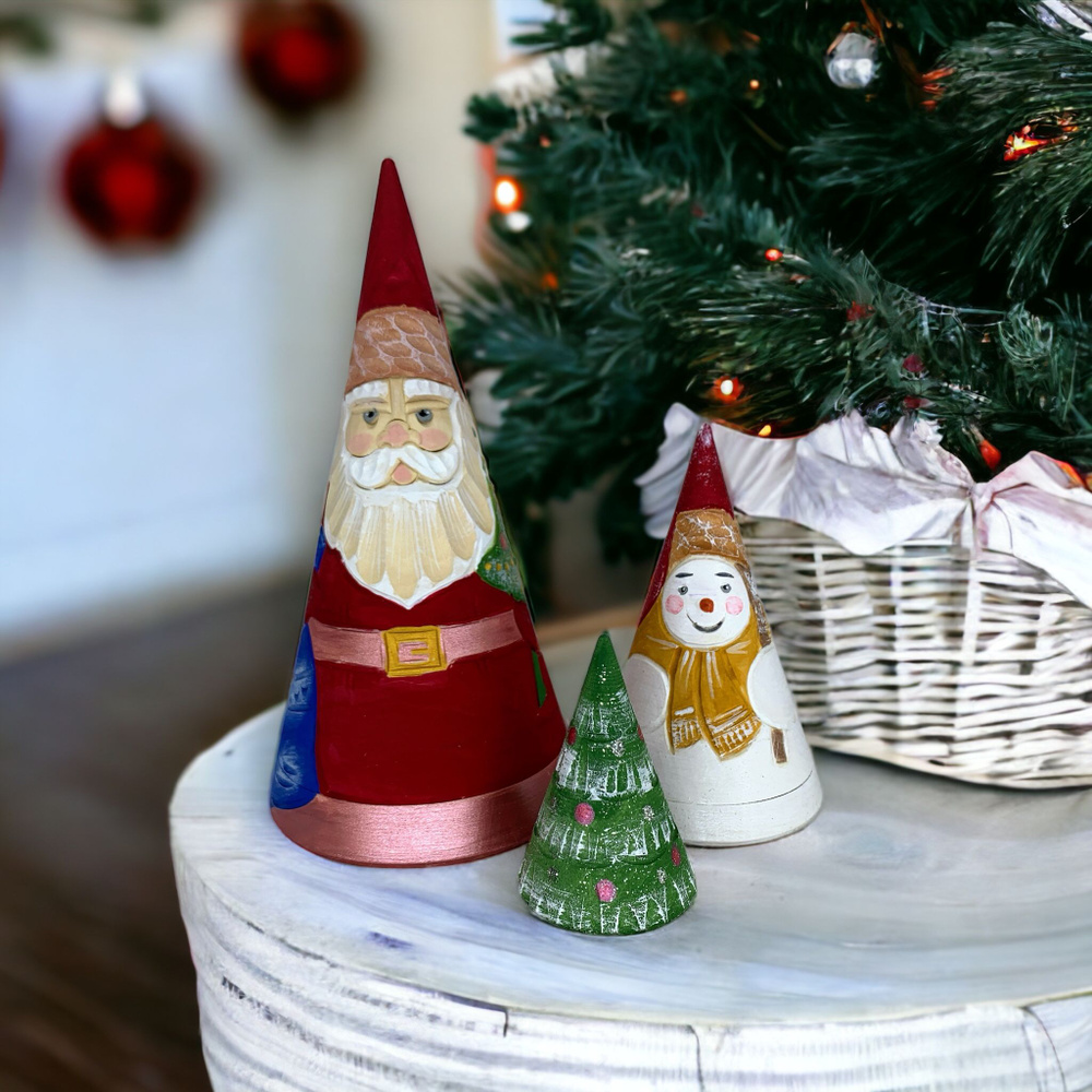 Матрешка "Дед Мороз" 15,5 см новогодние фигурки дед Мороз Снеговик елка ручная работа  #1