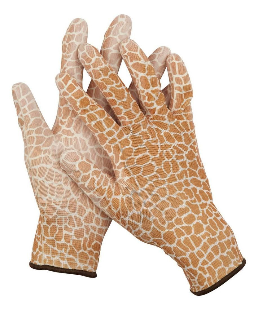 GRINDA M, коричневые, прозрачное PU покрытие, 13 класс вязки, садовые перчатки (11292-M)  #1