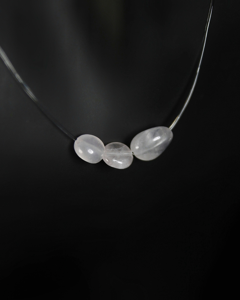 Чокер-невидимка Розовый кварц, вариант №1 - натуральный камень ...