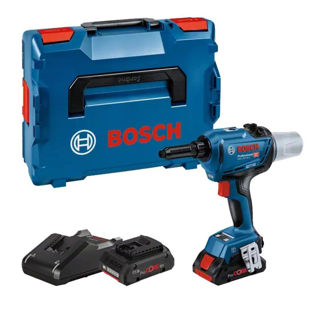 Аккумуляторный заклепочный пистолет Bosch GRG 18V-16 C, 2х4Ач