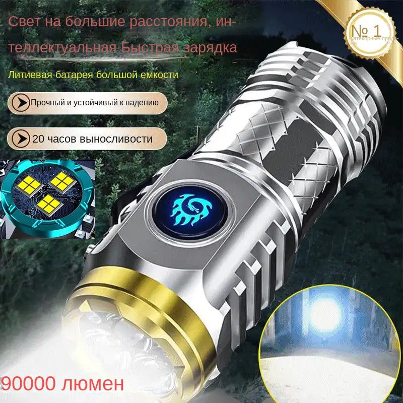 Карманный фонарь с подзарядкой, белый лазерный свет, суперяркий для ...