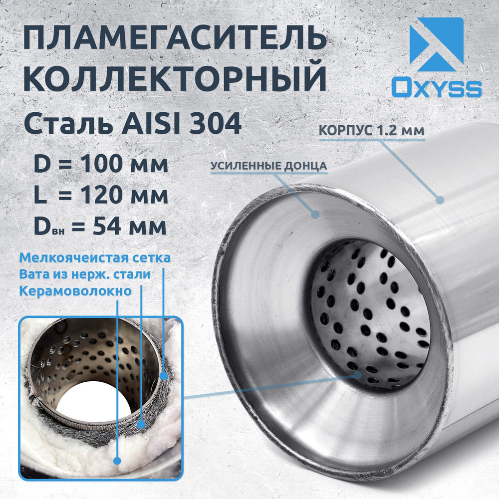 Пламегаситель коллекторный 100x120 (конусный) - Oxyss арт. 100Х120 ...