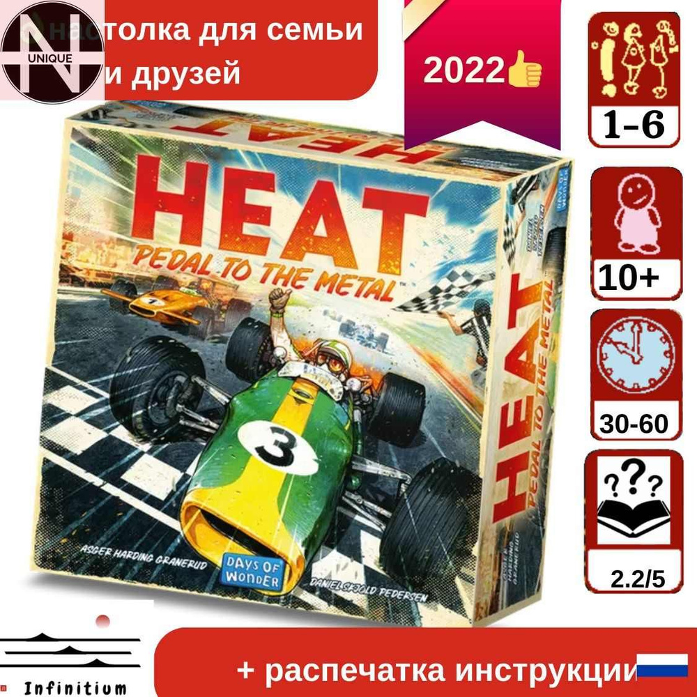 Настольная игра Heat: Pedal to the Metal (Гонка: Жара на трассе/Тапка в  пол) 2022 (8,1/10*) языконезависимая MOILY - купить с доставкой по выгодным  ценам в интернет-магазине OZON (1402846941)