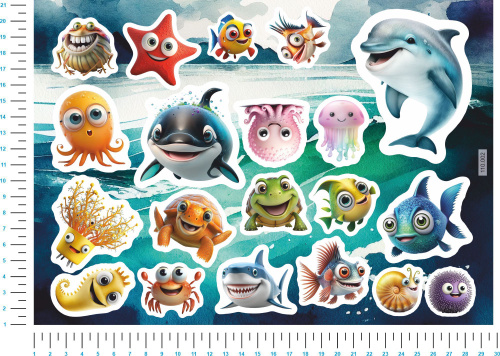 Морские животные, детские наклейки для ванной и детской  #1