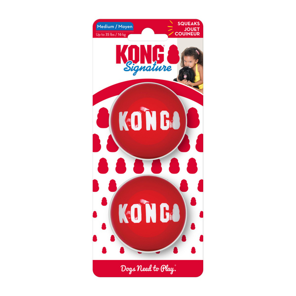 Игрушка для собак Kong Signature ball-2 M, Прочный мячик с пищалкой для ...