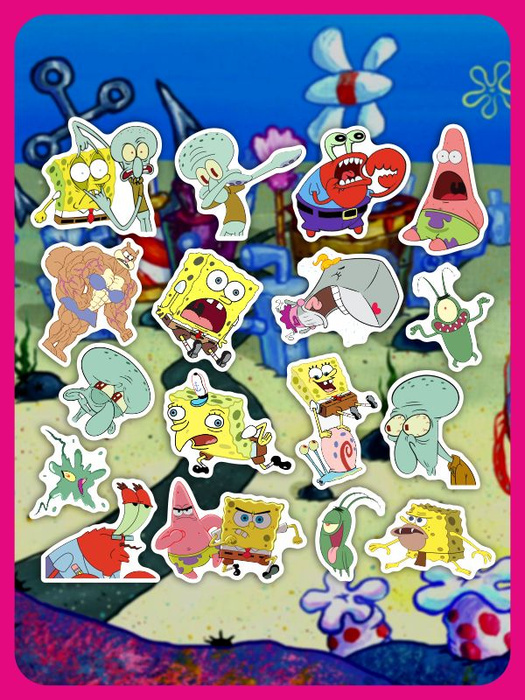 Стикеры наклейки на телефон - Губка Боб Квадратные Штаны, Спанч Боб ...