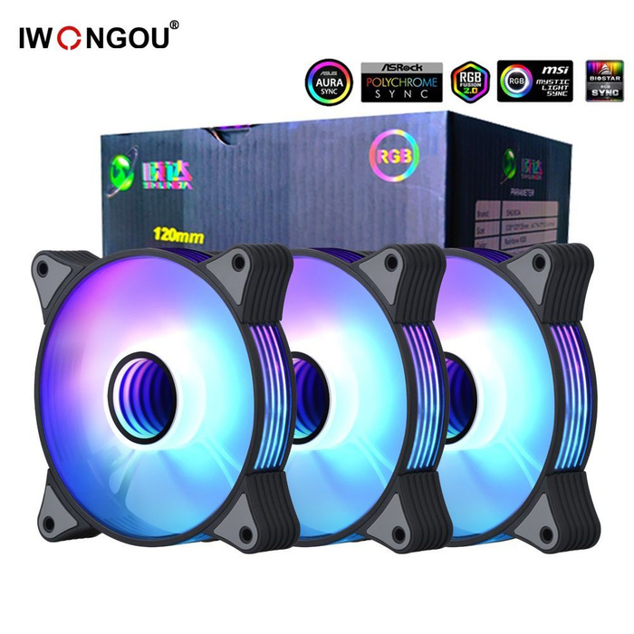 IWONGOU кулера для корпуса пк 120 мм argb fan 3 in 1 вентиляторы для пк ...