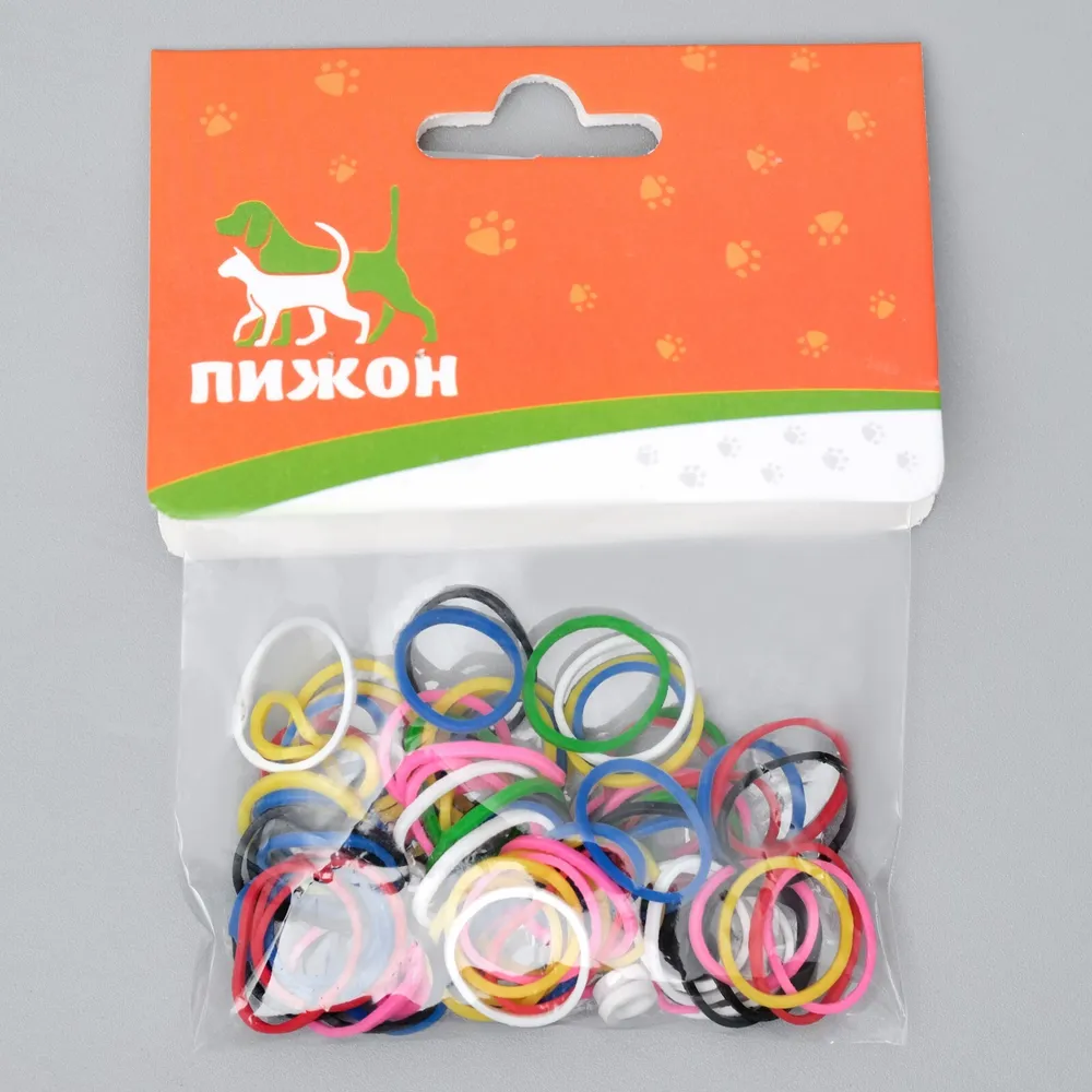 Резинки для животных, набор 100 шт, микс цветов, 100 шт