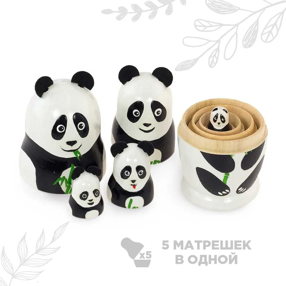 Ulanik Матрешка Панда 5 мест 10,5 см сувенир, вариант, фото 5