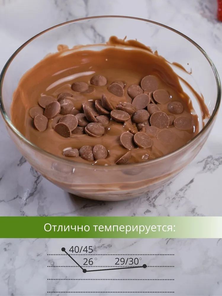 Шоколад кондитерский в каллетах Master Martini Ariba Latte Dischi 32% молочный в каплях для выпечки, украшения торта, фондю и шоколадных фонтанов, 500 гр, 500 г, фото 2
