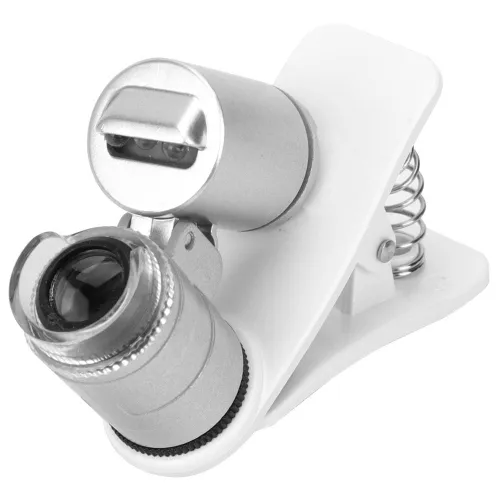 Миниатюрный карманный микроскоп 60x, лупа с LED подсветкой, детектор для проверки подлинности купюр