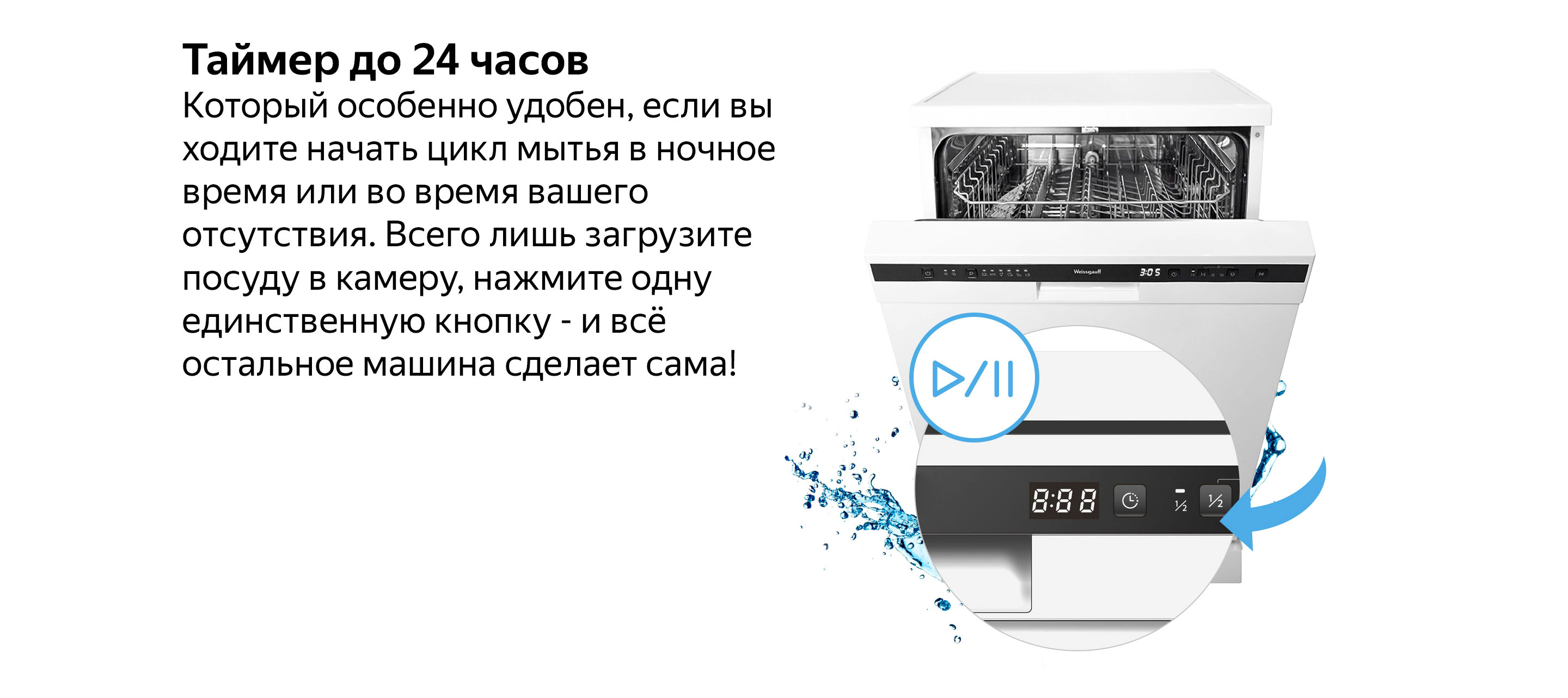 Посудомоечная машина Weissgauff DW 6016 D, белый, белый купить по выгодной  цене в интернет-магазине OZON (1130245189)