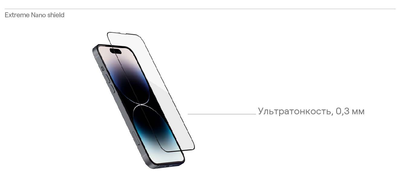 Стекло защитное uBear Extreme Nano Shield для iPhone 14 Pro,  алюмосиликатное - купить с доставкой по выгодным ценам в интернет-магазине  OZON (715740298)