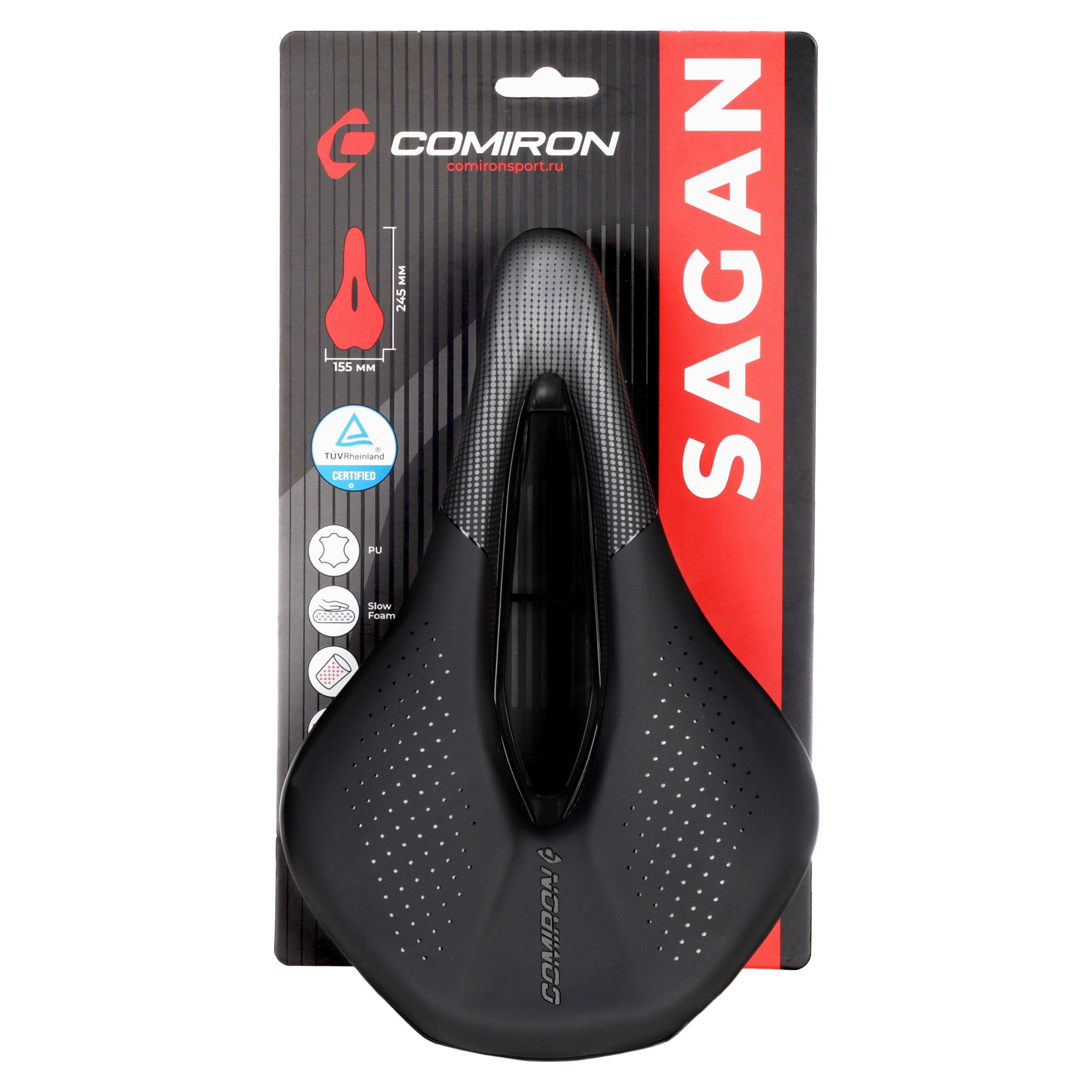 Седло велосипедное MTB COMIRON SAGAN M046A 245X155, технологии: DW, ED, полиуретан принтованный глянец, чёрный, серый Седло велосипедное MTB COMIRON SAGAN M046A 245X155, технологии: DW, ED, полиуретан принтованный глянец, чёрный, серый