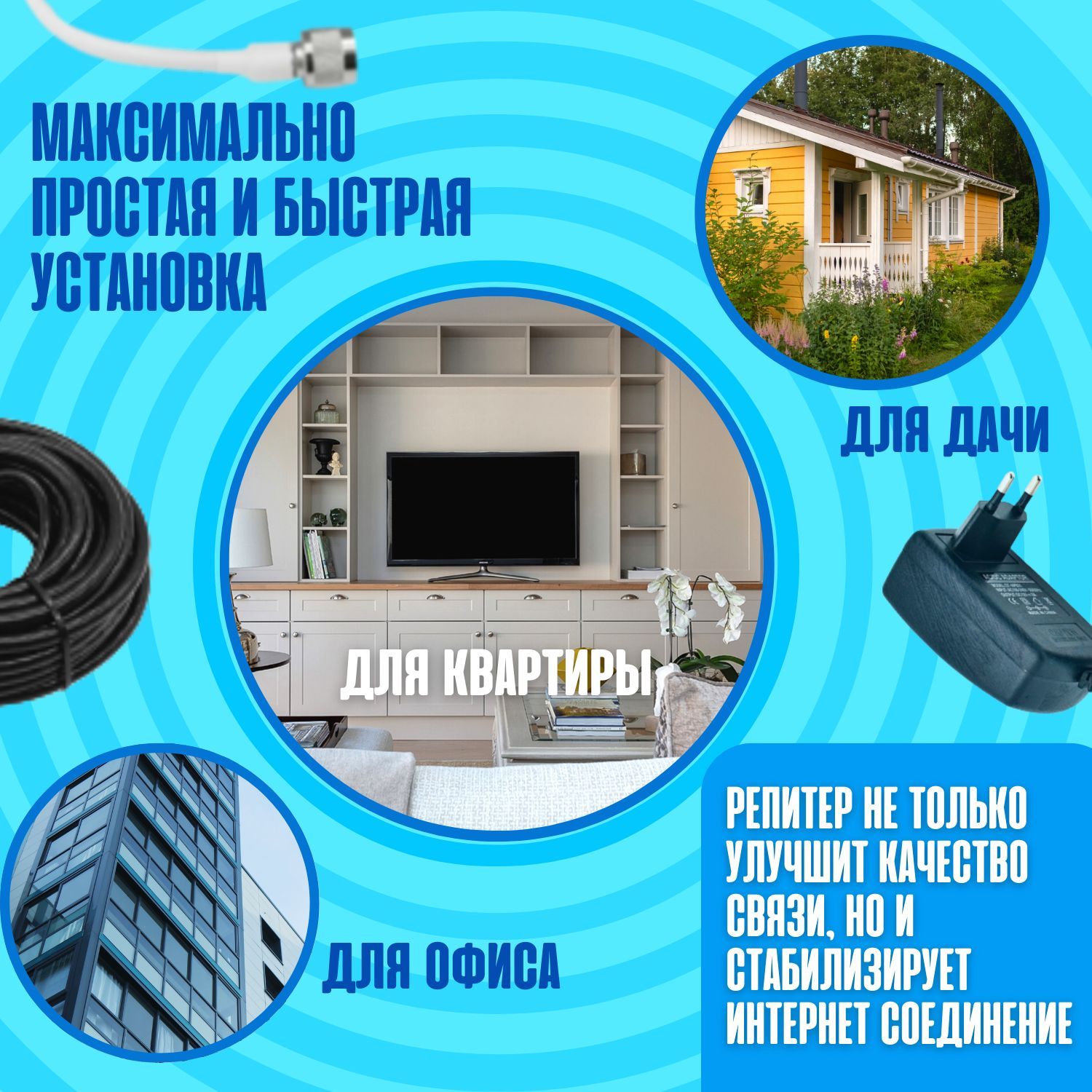 Усилитель сигнала сотовой связи и интернета для дома и дачи Mr.Boosto ...