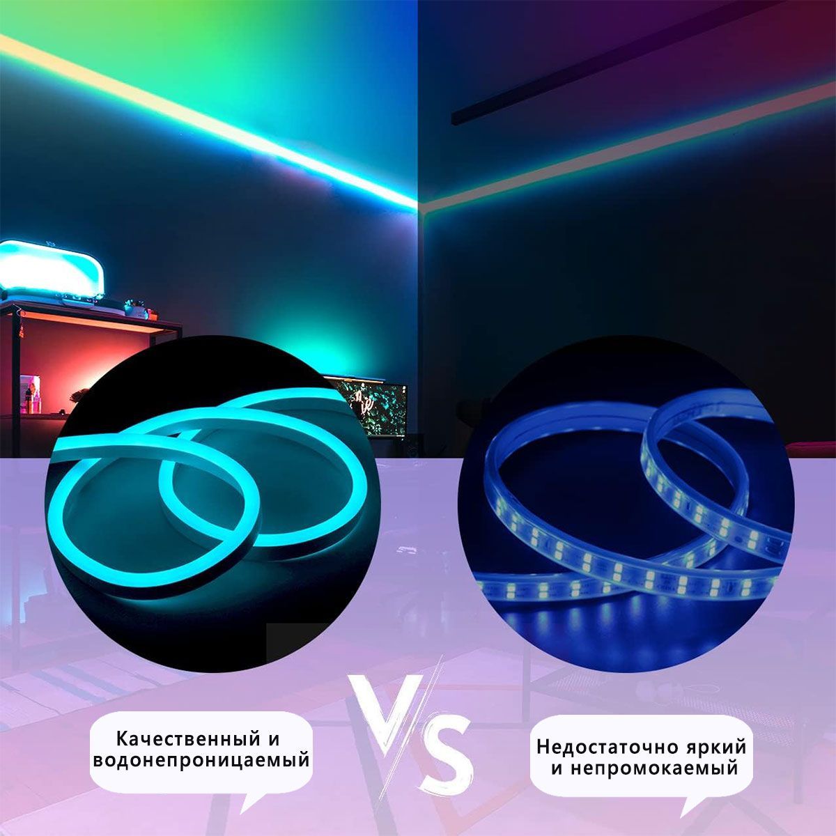 Светодиодная лента, 12В, IP67, 96 LED/m Умная светодиодная RGB лента 5 ...