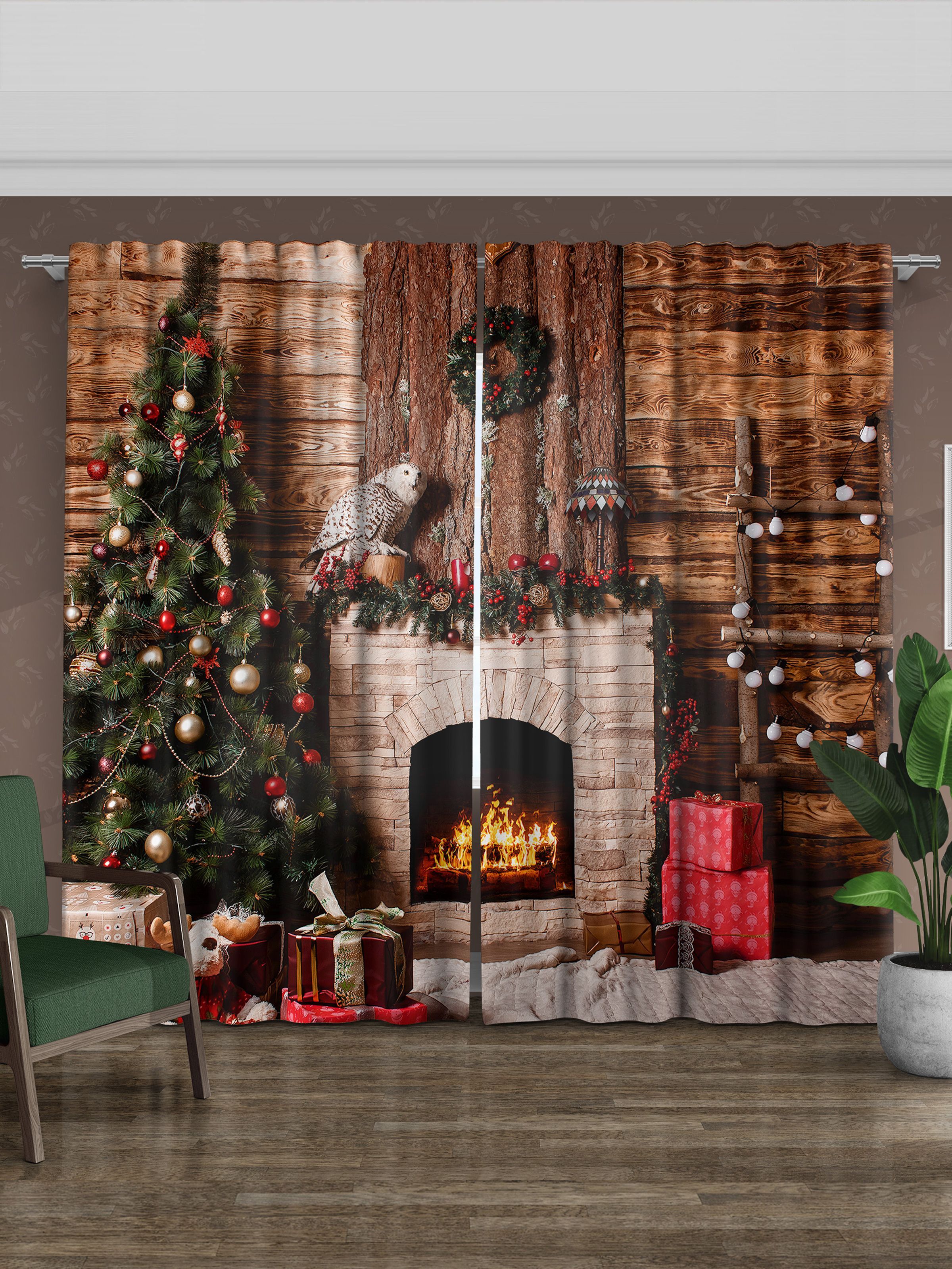 ФотошторыНовогодниеDecorito145х260,2шт.ШторынаНовыйгодвгостинуюиспальню