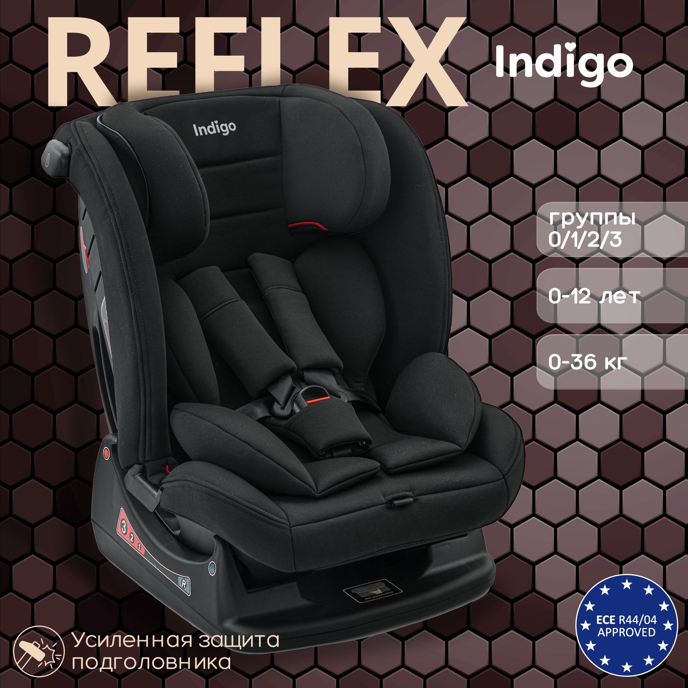 Автокресло детское Indigo REFLEX растущее 0-36 кг, группа 0,1,2,3, черный -купить с доставкой по выгодным ценам в интернет-магазине OZON (1218704507)