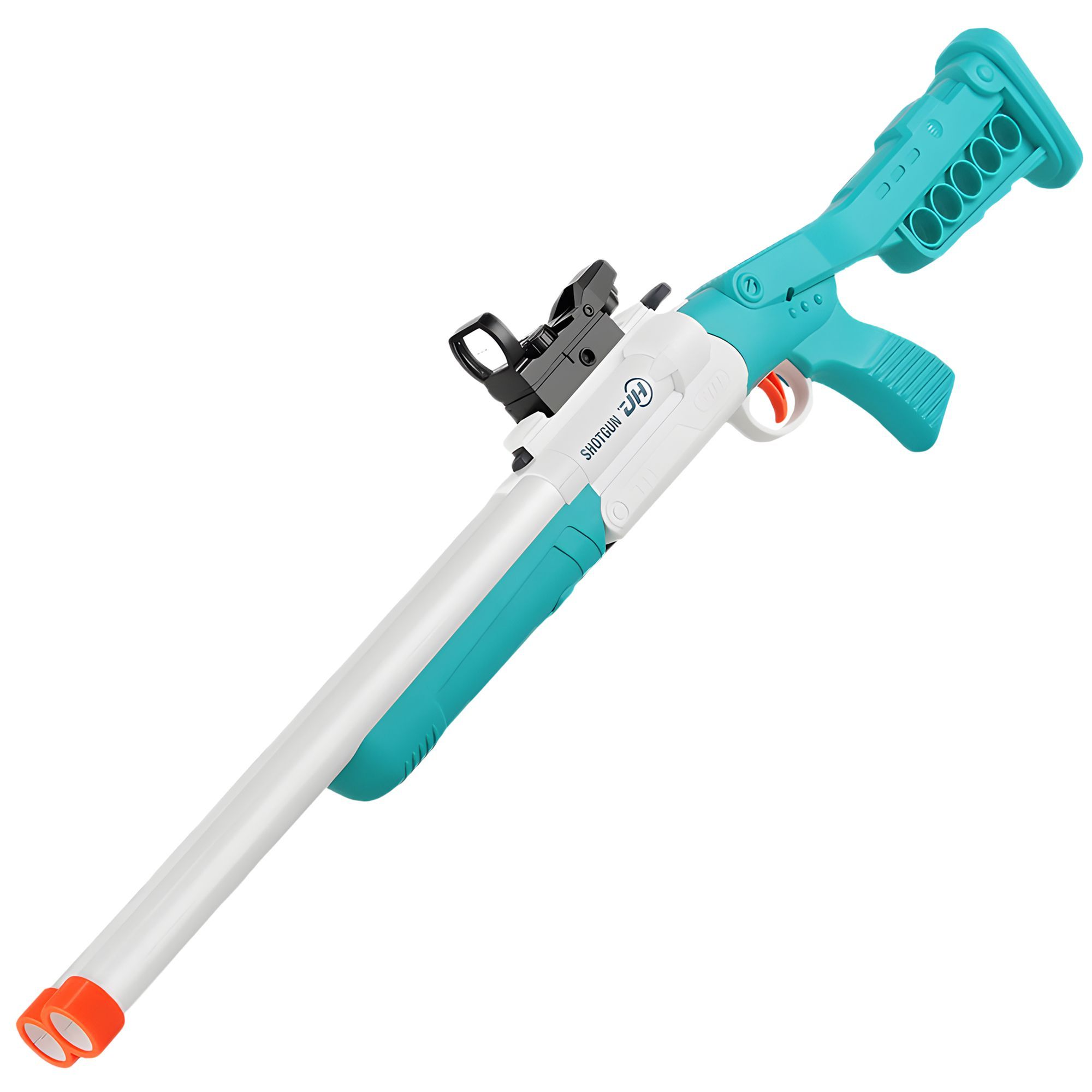 Игрушечный дробовик-ружье с гильзами, бело-бирюзовый, оружие игрушечное ...