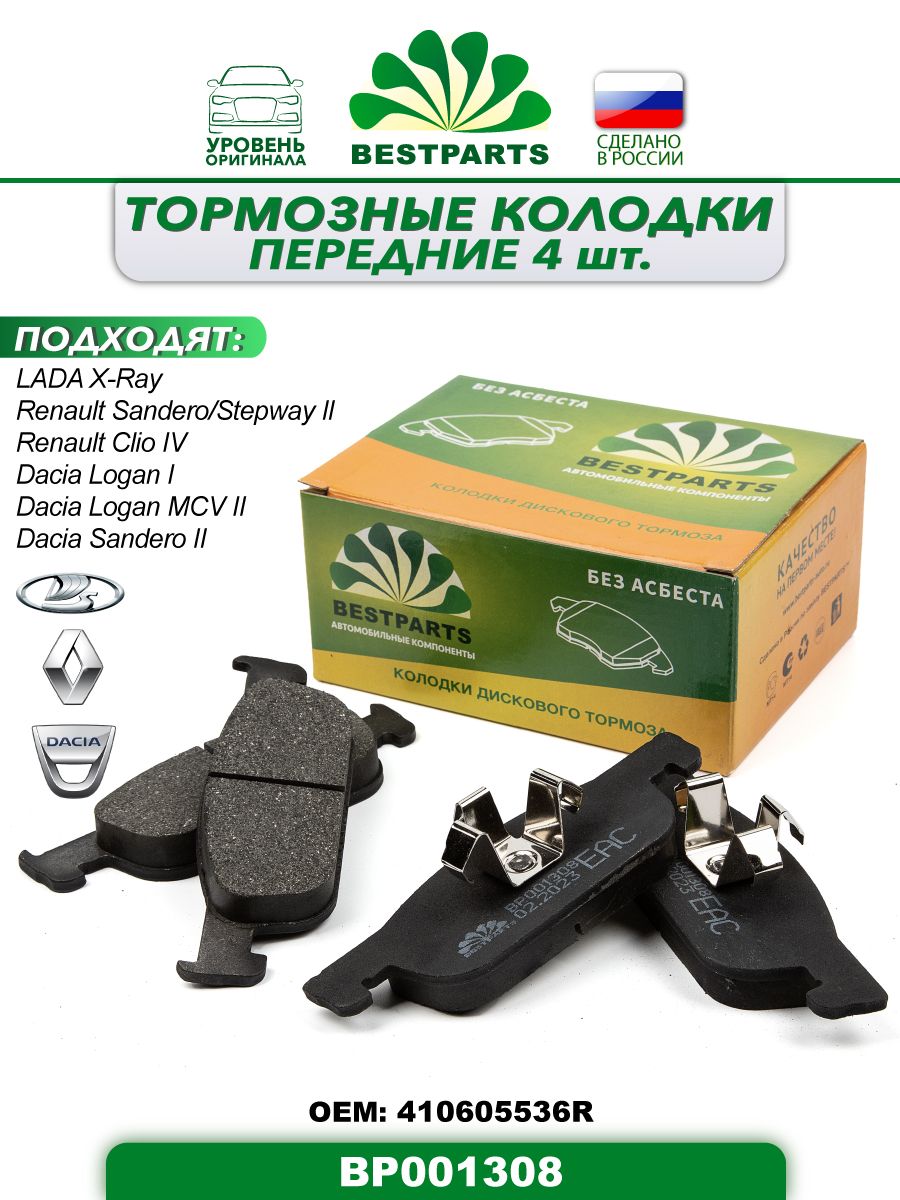 Колодки тормозные передние для а/м LADA XRAY, Renault Clio 4
