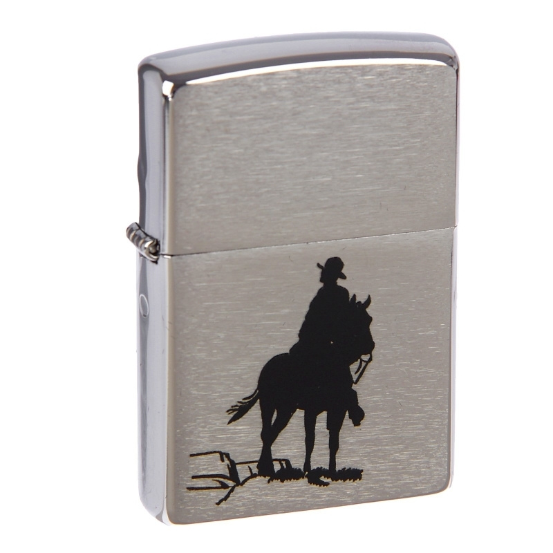 Зажигалка бензиновая ZIPPO Bronco Cowboy Brushed Chrome #1