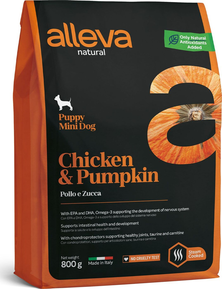 Alleva Natural Puppy Chicken & Pumpkin Mini сухой корм для щенков ...