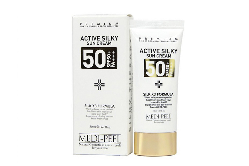 MEDI-PEEL Солнцезащитный крем с комплексом пептидов и шёлка Active Silky Sun Cream SPF50+PA+++  #1