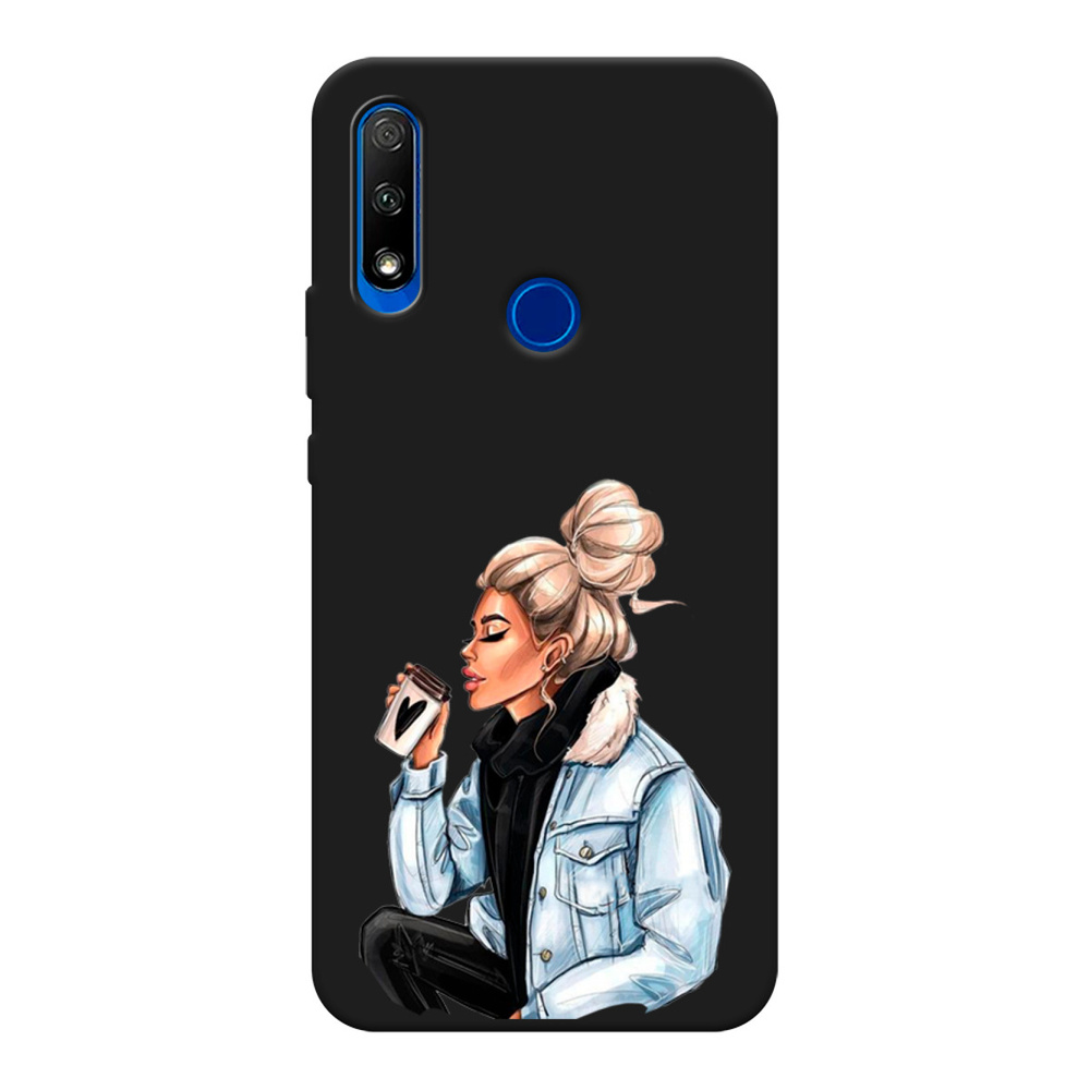 Матовый силиконовый чехол на Honor 9X/9X Premium/Huawei P Smart Z/Y9 Prime  2019 / Хонор 9Х Cute girl, черный - купить с доставкой по выгодным ценам в  интернет-магазине OZON (181362893)