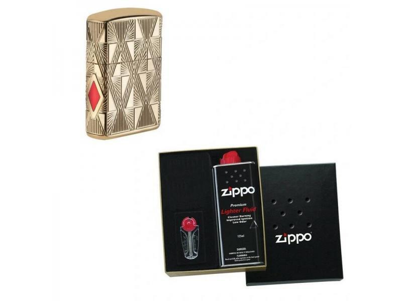 Зажигалка ZIPPO Armor High Polish Gold Plate в подарочной упаковке + топливо и кремни  #1