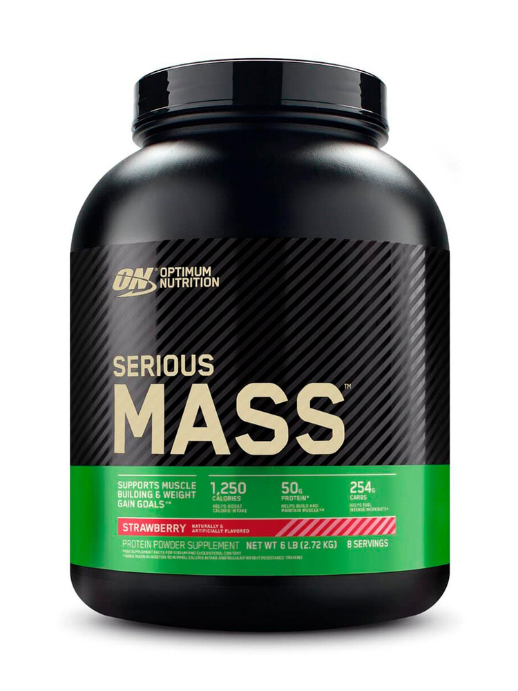 Гейнер с витаминами, глутамином Optimum Nutrition Serious Mass 2720 гр Клубника  #1