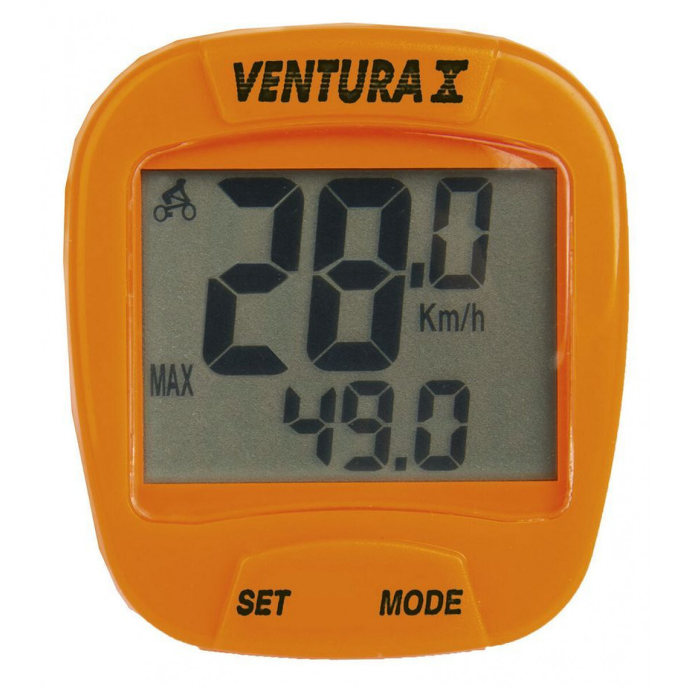 Велокомпьютер VENTURA Х, 10 функций, проводное соедин., оранжевый #1