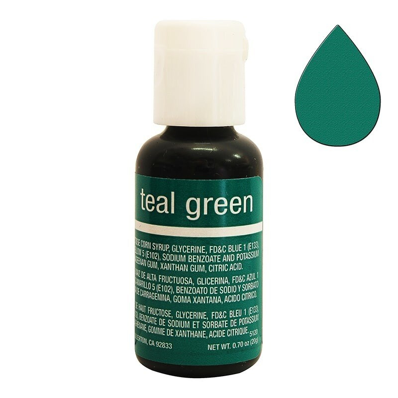 Краска Зеленый бирюзовый гелевая Teal Green Liqua-Gel Chefmaster, 20 гр. 5120  #1
