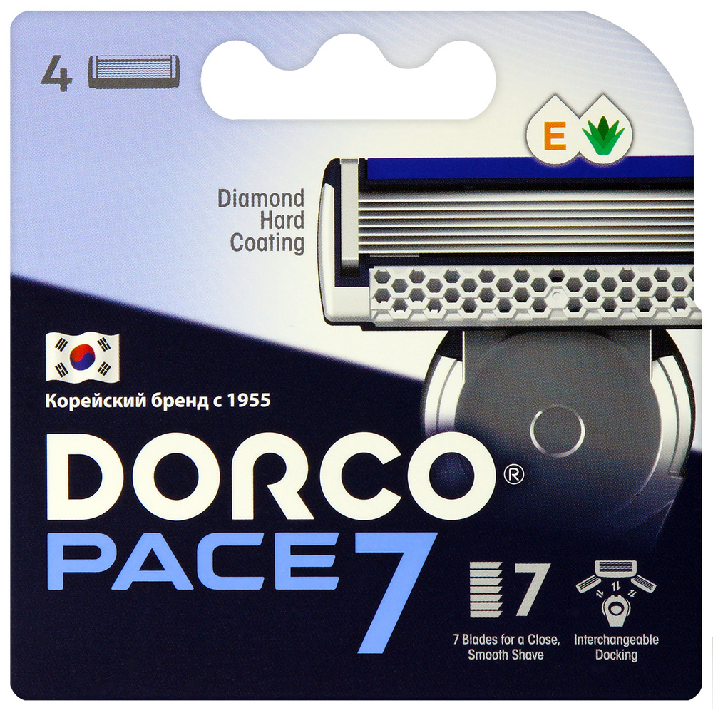 Dorco Сменные кассеты PACE7, 7-лезвийные, крепление PACE, увл.полоса (4 сменные кассеты)  #1
