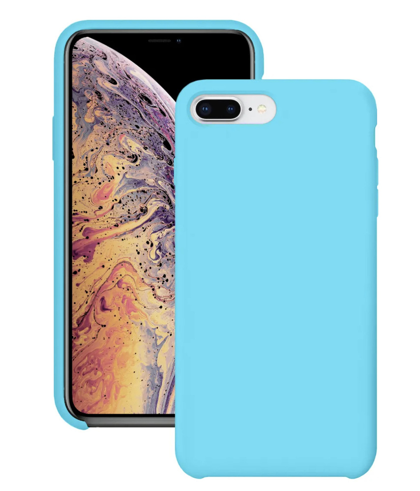 Силиконовый чехол для Apple iPhone 7 Plus / Apple iPhone 8 Plus / Silicone  Case DF на Айфон с бархатистым покрытием внутри, Голубой - купить с  доставкой по выгодным ценам в интернет-магазине OZON (262841137)