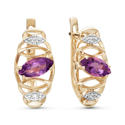 Серьги из золота c аметистами, фианитом (код 327039) #1