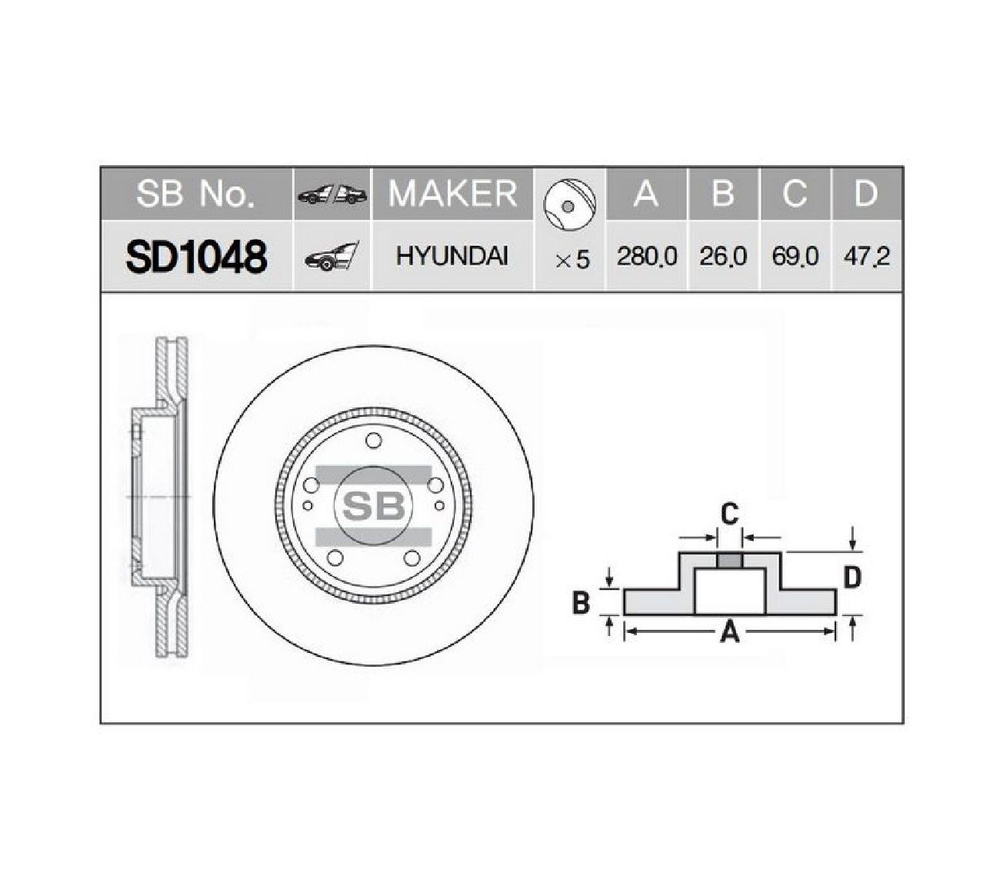HI-Q Диск тормозной передний Hyundai Sonata NF (15")