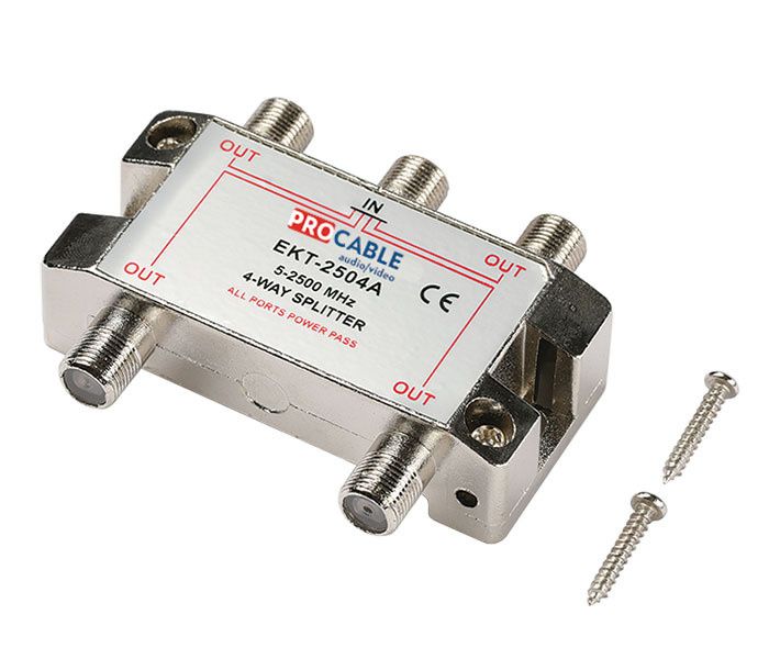 ТВ КОМПЛЕКТ №45: ТВ разветвитель на 4 ТВ под F разъём 5-2500 MHz ...