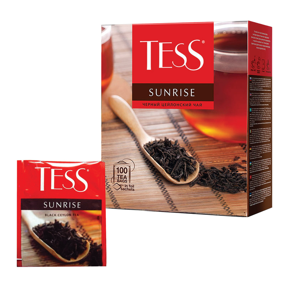 Чай TESS (Тесс) Sunrise, черный цейлонский, 100 пакетиков по 1,8 г  #1