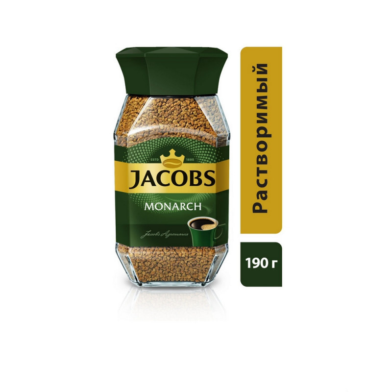 Кофе Jacobs Monarch растворимый, сублимированный, 190 грамм, стекло - купить с доставкой по выгодным ценам в интернет-магазине OZON (705796609)
