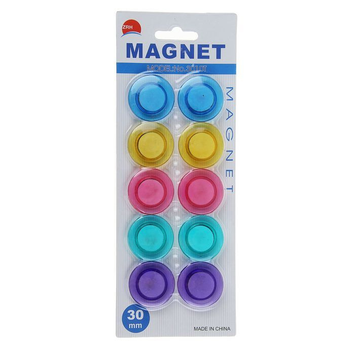 Набор магнитов для доски, набор 10 шт, d-3 см, прозрачные, на блистере  #1