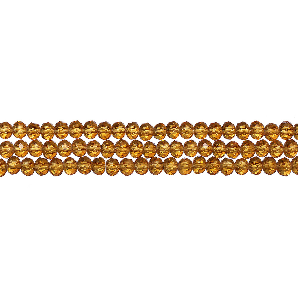 Бусины стеклянные, 4*3.5мм, граненые, рондели, янтарные, 150 шт., низка ...