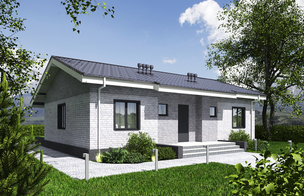 Проект Rg5677 - Проект одноэтажного дома с террасой (86 м2, 13м x11м) -  купить с доставкой по выгодным ценам в интернет-магазине OZON (426332404)