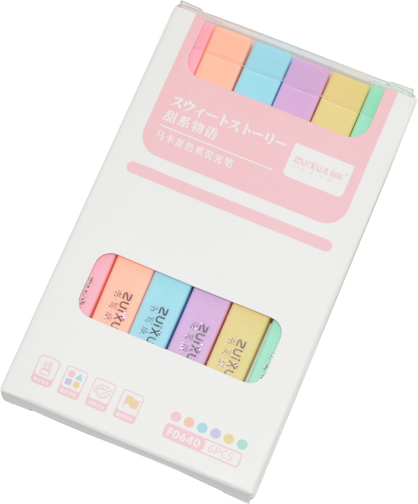 Набор маркеров текстовыделителей Zuixua 6 штук 6 пастельных цветов .