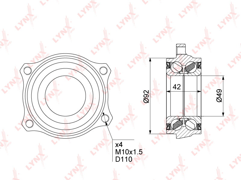 Подшипник ступицы задний LYNXauto WB-1474. Для: MERCEDES Мерседес-BENZ C180-63(W204) 07>  #1