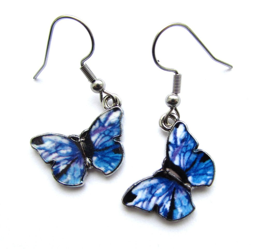 Серьги женские BIGYKMA с эмалью Бабочки синие, серьги бабочки, серьги бабочка - купить с доставкой по выгодным ценам в интернет-магазине OZON (491452308)